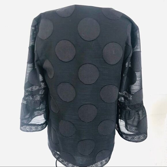 Chico’s large black dot 3/4 inch bell sleeve top size XS - Picture 3 of 7